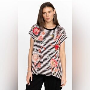 Johnny Was Joya Relaxed drape Tee in stipe Size M
